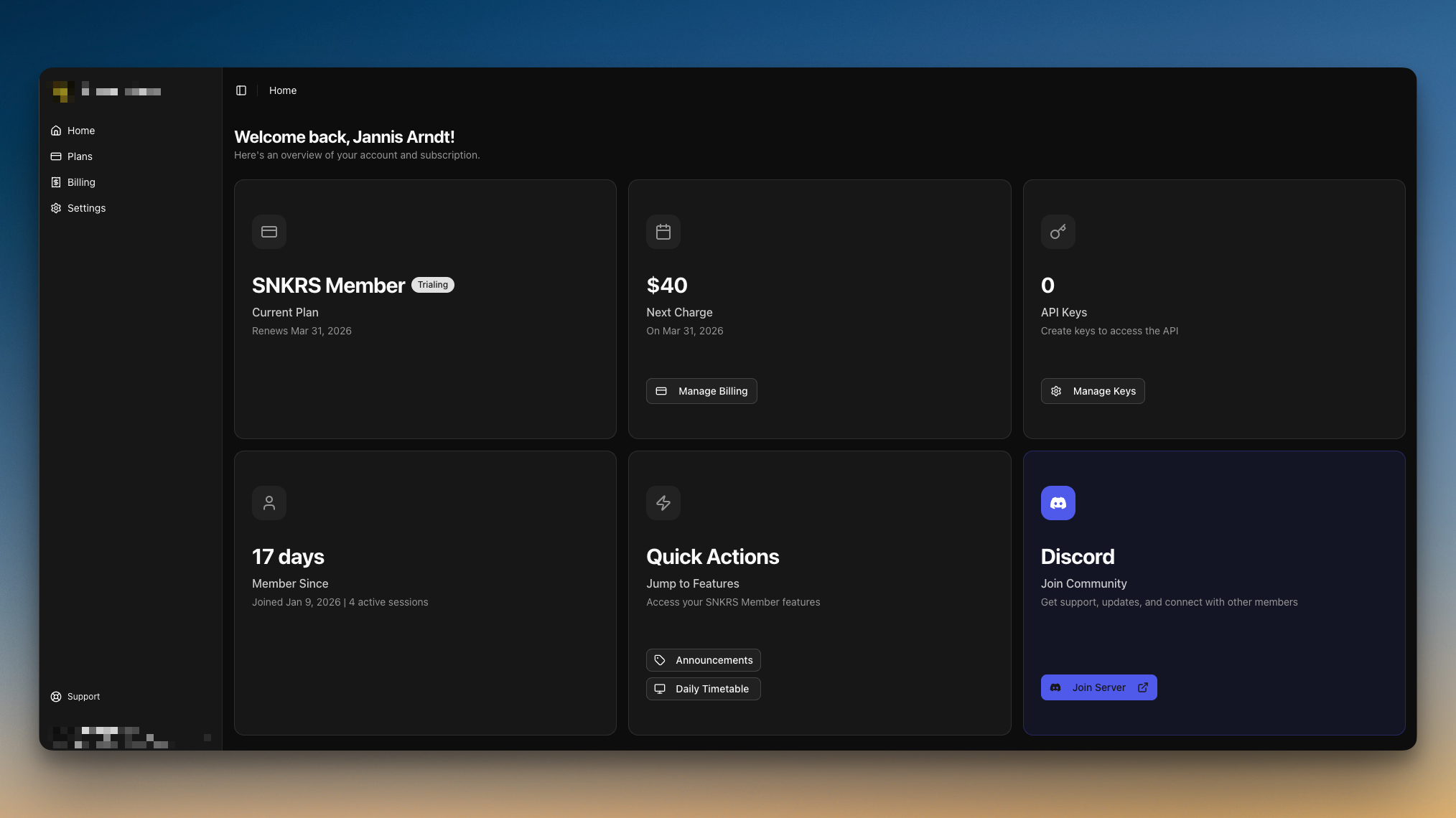 Limitless Subscription Dashboard
